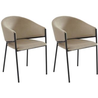 Vente-Unique Sedia con braccioli in Velluto e Metallo Nero Beige - Lotto di 2 - ORDIDA di Pascal MORABITO