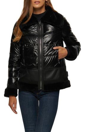 Gorski Quilted Jacket with Genuine Shearling Trim in Black/black at Nordstrom, Size X-Small