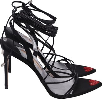 Sophia Webster Amora Strappy Sandal Heels in Black Leather