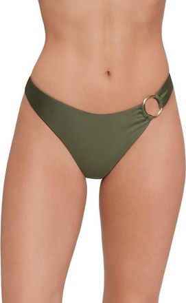 Steve Madden Scoop Front Ring Hipster Bikini Bottoms in Olive at Nordstrom, Size X-Large