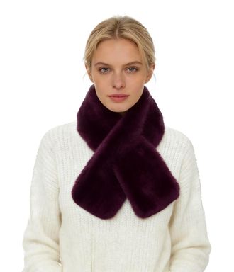 Lina & Lily Faux Fur Pull-Through Womens Winter Collar Scarf Neck Warmer Rectangle Fluffy (Purple)
