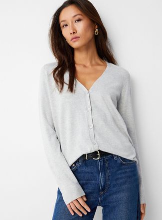Contemporaine Womens Flowy knit V-neck Cardigan Sweater