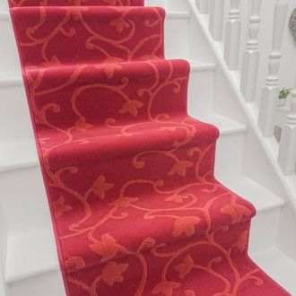 Runrug Stair Runner Carpet for Staircases - Soft & Comfy, 9mm - Vines in Red | Size: 60 cm x 480 cm