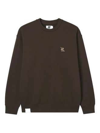 Izzue embroidered-logo crew neck sweatshirt - Brown