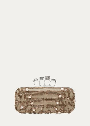 Alexander McQueen Long Embroidered Knuckle Clutch Bag