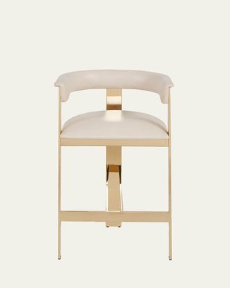 Interlude Home Darla Brass & Leather Counter Stool, 26