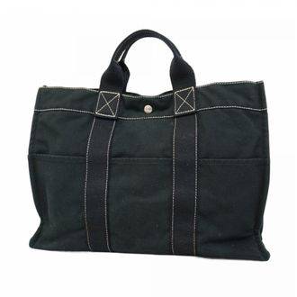 Herm&egrave;s Black Canvas Tote Bag (Pre-Owned)