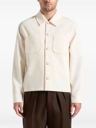 Mani&egrave;re De Voir Benoit twill pocket cropped shirt - Neutrals