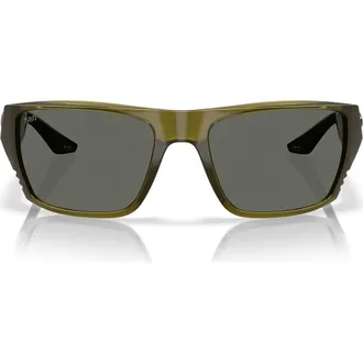 Costa 59mm Finlet Polarized Rectangle Sunglasses in Seagrass /Gray 580G at Nordstrom