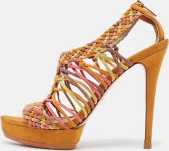 Le Silla Multicolor Suede Woven Platform Sandals
