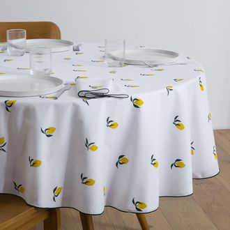 La Redoute Interieurs Rond tafelkleed met opdruk, katoen, LEMON