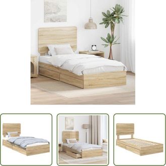 vidaXL vidaXL Letto in legno ingegnerizzato - Letto con Contenitore con testiera Rovere Sonoma 75 x 190 cm
