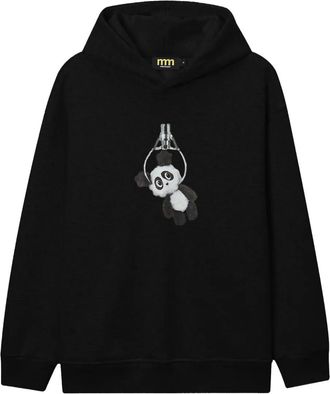 Mini Cream Trui met capuchon en applicatie - Zwart