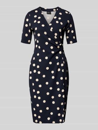 s.Oliver Black Label Tailliertes Midikleid in Wickeloptik in Marine, Gr&ouml;&szlig;e 34