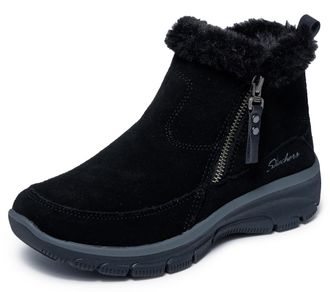Skechers Womens Easy Going-Cool Zip Ankle Boot, Black Suede, 6.5 UK