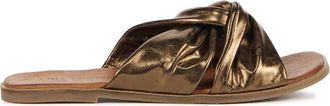 Lina Locchi Brons Leren Pantoffels - Dames - Sandalen - Bruin - 37 EU - Leer - Schoenen