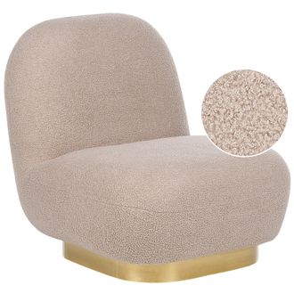 Beliani Beliani - Sill&oacute;n Glamuroso Art Deco Base Dorada Tapicer&iacute;a Tela Boucl&eacute; Beige Loviisa