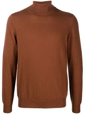 Zanone roll-neck knit jumper - men - Cashmere/Virgin Wool - 54 - Brown