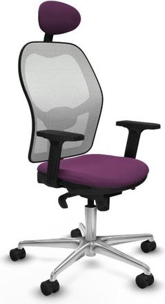 Piqueras y Crespo Piqueras Y Crespo - Jorquera Sincro Malla Blanca Similpiel Morado Brazos 2d Base Aluminio Cabecero Fijo Ruedas 65mm Nailon