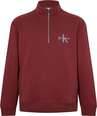 Calvin Klein Heren Monogram Sweatshirt met Kwart Ritssluiting (Mokka)
