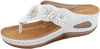 Generic Womens Wedge Flip Flops Platform Sandals Summer Beach Slippers Orthopedic Sandals Non-Slip Beach Shoes Floral Toe Post Slippers Wide Fit Walking Sanda