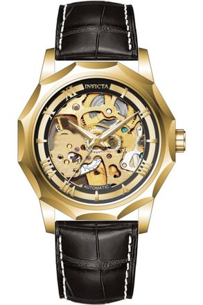 Invicta Objet D Art 69125 Heren Horloge - Automatisch Uurwerk - Roestvrij Staal met gouden Wijzerplaat - 42mm
