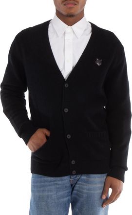 Maison Kitsuné Fox Head Patch Lambswool Cardigan, Size Small