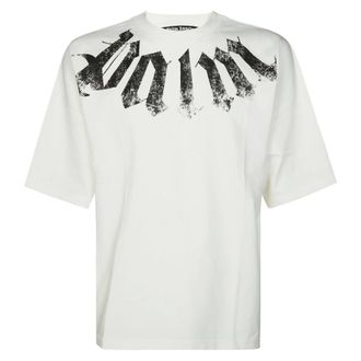 Palm Angels T-Shirts, male, White, Size: S BIG Neck Logo Loose TEE