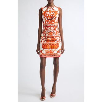 Dolce & Gabbana Majolica Print Cotton Minidress in S9000 Variante Abbinata at Nordstrom, Size 40