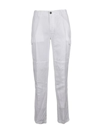 Eleventy Cargo Trousers Lyocell, Linen And Cotton - White