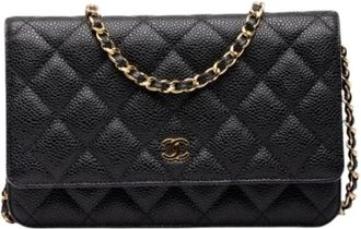 Chanel Pre-owned Wallet on Chain - Dames - Vintage Schoudertas - Zwart - ONE Size - Su&egrave;de - Vintage