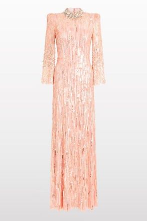 Jenny Packham Memphis Sequin-Embellished Maxi Dress in Peach Fizz at Nordstrom, Size 10 Uk