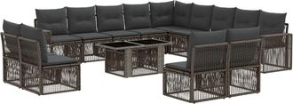 vidaXL Conjunto De Sof&aacute;s De Jard&iacute;n 14 Uds. Gris Y Gris Oscuro Vidaxl