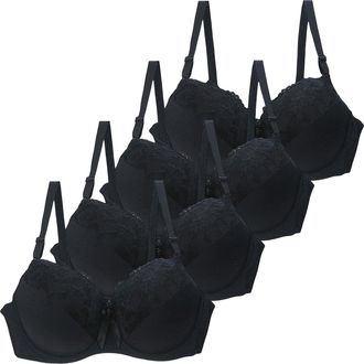 Generic Minimiser Bras for Women UK 4 Pack Bras for Women Sexy Floral Lace Push Up Soft Padded Bra Lightweight Breathable Lace Bra Comfort Support Full Cup Un