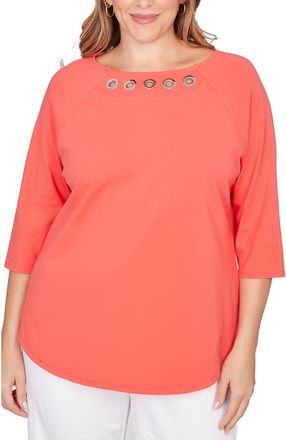 Ruby Rd. Grommet Top in Deep Coral at Nordstrom Rack, Size 2 X