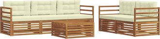 vidaXL Conjunto De Sof&aacute;s De Exterior 6 Uds. Natural Y Crema Vidaxl