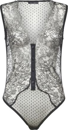 Dolce & Gabbana Plunging V-neck Lace Bodysuit - Dames - Bodies - Zwart - XL - Tops