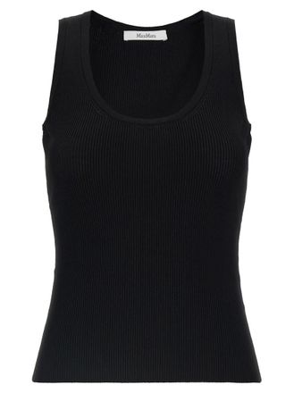 Max Mara Black Textured Scoop Neck Top