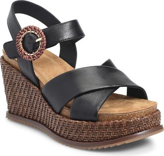 S&ouml;fft Dorathy Slingback Platform Wedge Sandal in Black at Nordstrom, Size 6.5