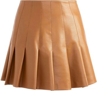 Alice & Olivia Carter faux leather pleated skirt - women - Polyurethane - 12 - Brown