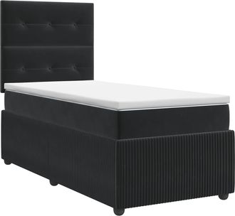 vidaXL Cama Box Spring Con Colch&oacute;n Negro 100 X 200 Cm Terciopelo Vidaxl