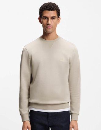 HUGO BOSS Mens BOSS Orange Westart Mens Crew Neck Sweatshirt With Logo Patch - Open Grey 070 - Size: 38