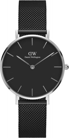 Daniel Wellington Womens DW00100202 Ladies Petite Black Ashfield Silver 32mm Watch - One Size