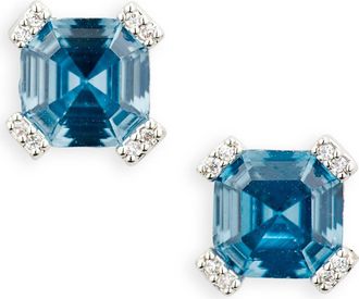 Kate Spade New York asscher cut crystal stud earrings in Light Sapphire at Nordstrom Rack