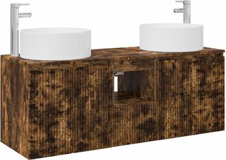 vidaXL Juego De Muebles De Ba&ntilde;o 3 Uds. Roble Ahumado Vidaxl