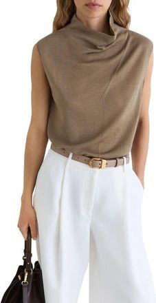 Reiss Honey Mock Neck Wool Shell in Khaki Green at Nordstrom, Size X-Small