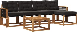 vidaXL Conjunto De Sof&aacute;s De Exterior 6 Uds. Natural Y Negro Vidaxl