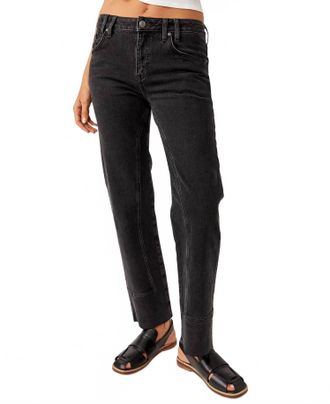 Free People Risk Taker Mid Rise Straight Jeans In Black