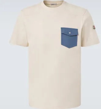 Moncler T-shirt in jersey di cotone con denim