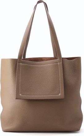 Herm&egrave;s Kara Etoupe Gray Taurillon Clemence Leather Tote Bag (Pre-Owned)